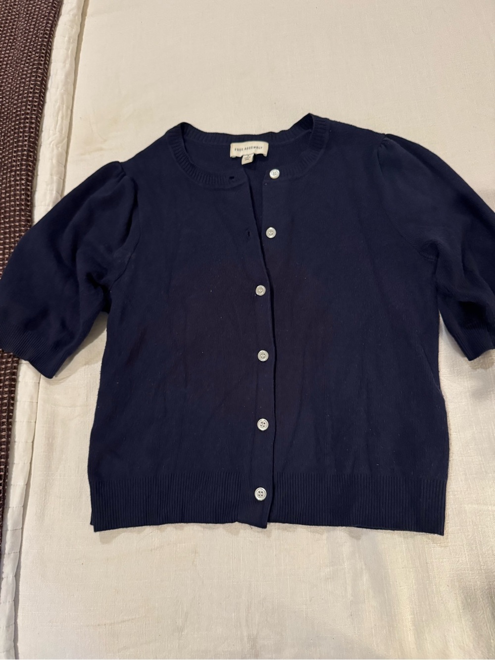 Short Sleeve Navy Cardigan Sweater - Ann Taylor